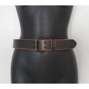 American Eagle Outfitters Unisex Brown Leather Distressed Double Prong Belt